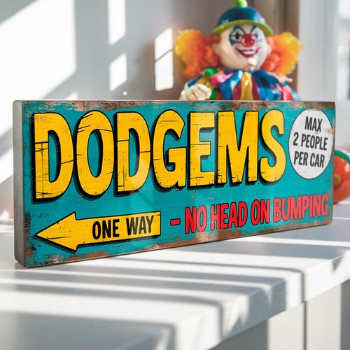 Dodgems one way sign - dodgems,