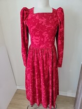 Laura Ashley Dress Womens 10 Red Floral Corduroy Western Prairie Cowgirl