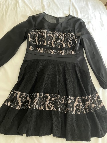 Coast black lace satin long - lace/satin,