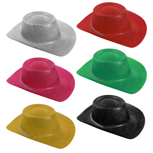 100 glitter cowboy hats - x,