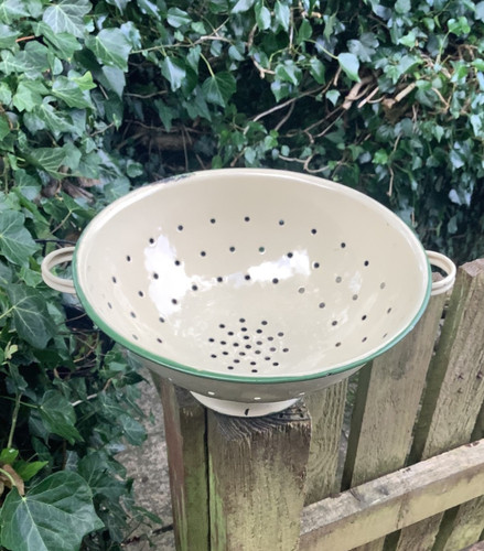 Vintage enamel yellow and - vintage,