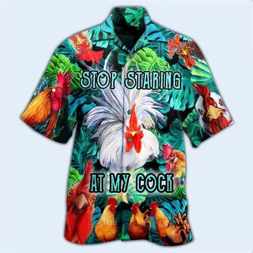 Mens button down rooster stop - button,