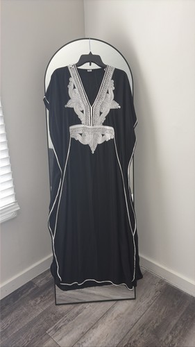 Black moroccan kaftan dress - black,