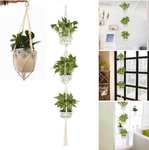 Macrame jute plant hanger - plant,