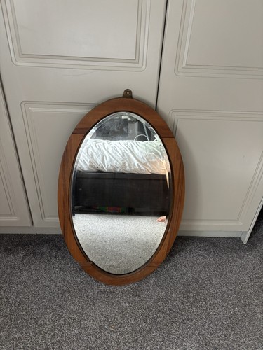 Oval wooden mirror vintage - mirror,