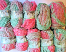 10 x 100g Balls King Cole Misty Boucle Yarn In MInt Green Pink Purple Colours