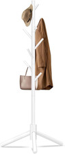 Durable Wooden Coat Rack, Freestanding Rack with Stable Triangular White