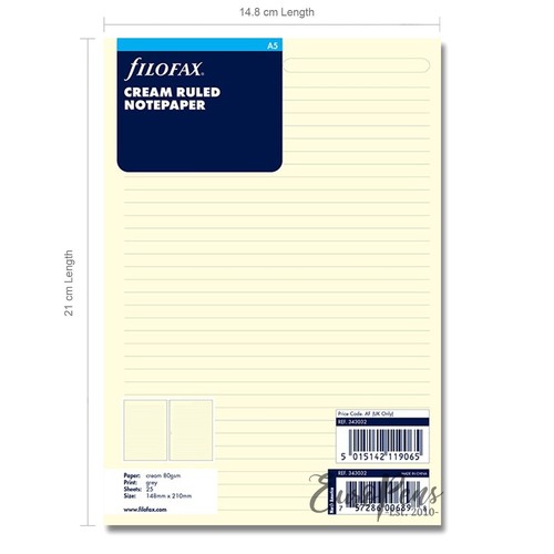 Filofax cream ruled - a5,