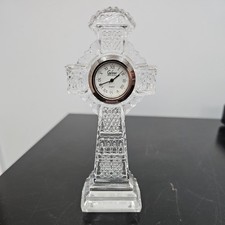 Galway Irish Crystal Cross with Quartz Clock 6" - needs battery 