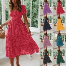 Women Floral Boho Midi Dress