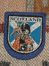  Vintage Scotland flag Highlands Bagpipes embroidered vintage travel patch
