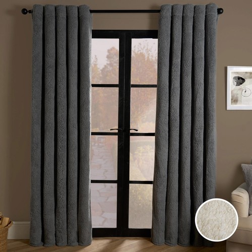 Teddy fleece eyelet curtains - teddy,