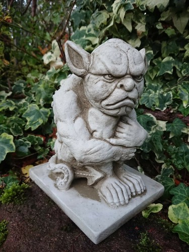 Stone garden devil gargoyle - garden,