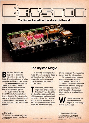 1988 bryston sound stage - 1988, •
