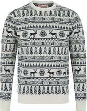 Christmas Nilsen Nordic Fairisle Mens Christmas Jumper White Sweatshirt