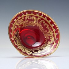 Antique Ruby Red Moser Gilded & Enamelled Glass Salt c1900