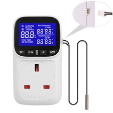 Digital Thermostat Plug Socket Probe Timer Heating Cooling Temperature Control