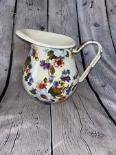 New Mackenzie Childs WHITE FLOWER MARKET ENAMEL 8-1/2" LARGE PITCHER