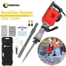 3600W Electric Demolition Corded Hammer Concrete Breaker Drill with Chisel+Case