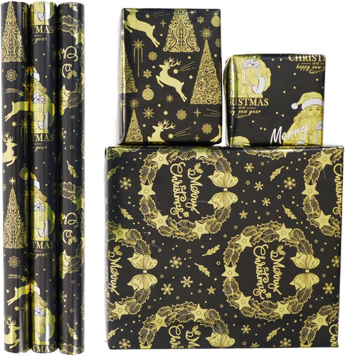 Black gold christmas wrapping - gold,