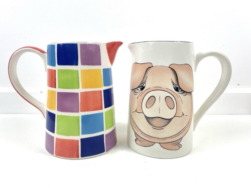 Vintage milk jug pig colourful - jug,
