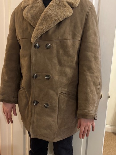 Men sheepskin style coat - sheepskin,