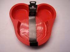 Disney Parks Mickey Mouse Cake Pan Red Silicone Jelly Mold 9" x 8.25" Baking Fun