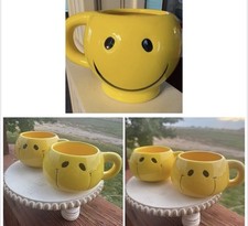 Smiley Face Mug Bundle Imperfect Lot Of 3 Retro Y2K Hippie Read Description