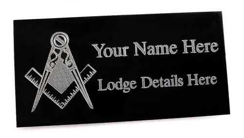 Engraved black masonic plaque - engraved,