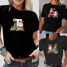 T Shirt Ladies Baggy Fit Short Sleeve Slogan T-shirts Tee Tops Christmas Gifts