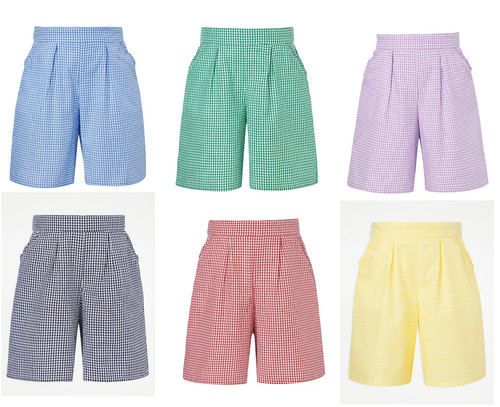 Gingham pleated school shorts - pleated,