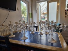 7 x CREAM CANDELABRAS JOB LOT, WEDDING CENTREPIECES