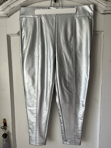 Silver pvc leggings size - silver,
