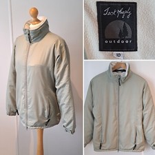 JACK MURPHY SEAL 3000 WOMENS FLEECE LINED GREY GREEN FULL ZIP JACKET SIZE 10