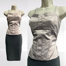 Corset Top Size 12 14 NEXT Satin Silver Metallic Strappy Xmas Outfit Bustier