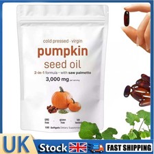 Pumpkin Seed Oil with Saw Palmetto 180 Softgels | 3000 mg Herbal Supplement | UK