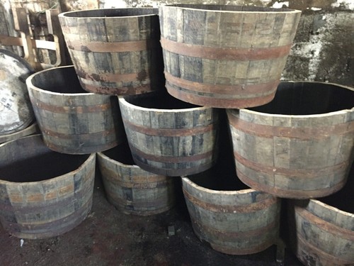 Half whisky barrel with - half,