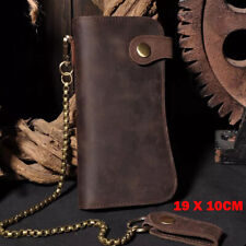 Men's Leather Credit ID Cards Holder Long Chain Wallet Biker Trucker Heavy NEW