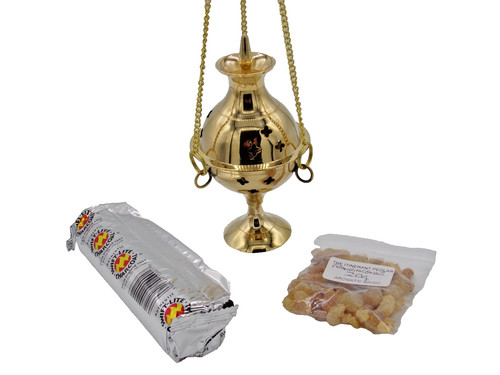 Brass hanging incense burner - brass,