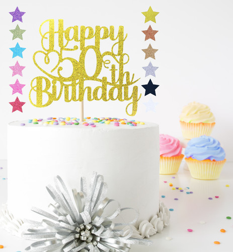 Glitter happy birthday cake - glitter,
