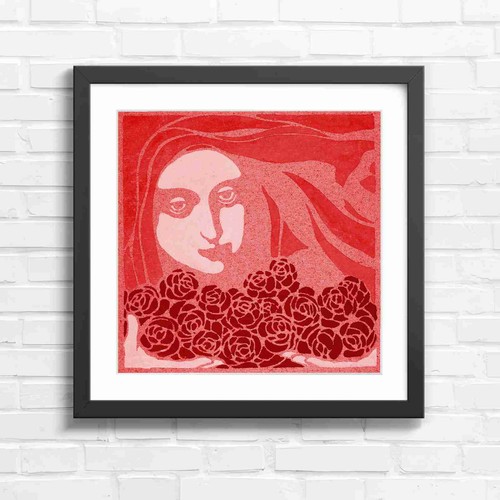 Vintage art nouveau girl with - nouveau,