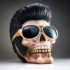 Elvis Skull Resin Figurine