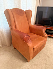Next Antique Leather Light Tan Sherlock High Back Reclining Armchair
