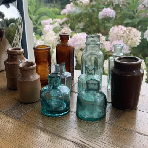 Vintage stoneware ink - stoneware, bottles