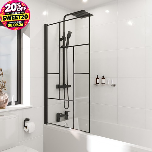 Black grid abstract bath - black,
