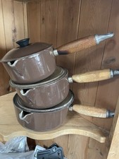 3x Vtg LE CREUSET Dark Brown