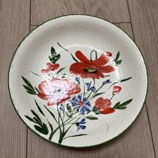 4 VTG Handpainted Pasta Bowls With Poppies/ Italy Nuova Ceramica Vicenza