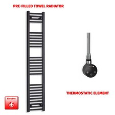 Black 1600 x 300 mm Electric Heated Towel Rail Radiator Bathroom Prefilled WIFI