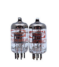 Matched Pair RAYTHEON JRP-5654/6AK5W Black Plate Round Getter Valves (V1)