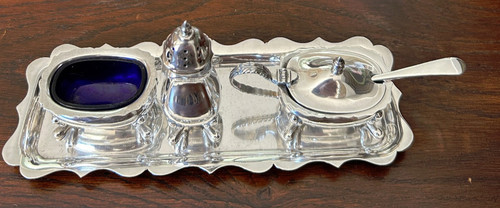 Vintage silver plate cruet set - plate,